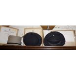 Vintage clothing: Top Hat, a bowler and a trilby all in original hatter's boxes
