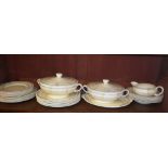 1930's Grindleys 'Trossachs' pattern dinnerware, inc. two tureens and assorted plates and bowls