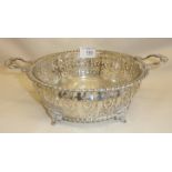Pierced silver basket with glass liner, hallmarked for London 1928, Mandah Rhodes & Sons Ltd.,
