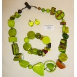 Jackie Brazil modernist style resin jewellery - necklace, bracelet and earrings, all signed