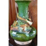 Large Chinese Tang-style high relief pottery vase with entwined dragon, 38cm