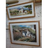 Two watercolours of Spanish village scenes, signed