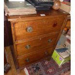 Edwardian mahogany three-drawer chest on bracket feet