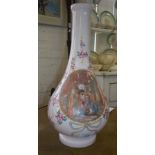 Victorian overlay painted glass vase with classical scene, 39cm