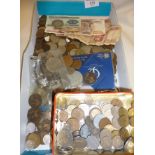 Large collection of coins, banknotes etc., GB and worldwide