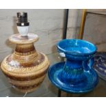 Bitossi Italian Art Pottery - a Rimini blue candle holder and a Sahara colourway lamp base