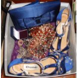 Assorted vintage and modern costume jewellery etc., and a pair of 'Dune' ladies shoes
