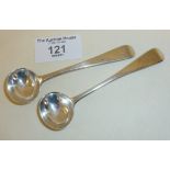 Pair of Georgian silver mustard or condiment spoons, hallmarked for London 1834 - H & C Lias