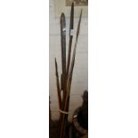 Tribal Art: Seven African spears, inc. fishing spears and some Zulu