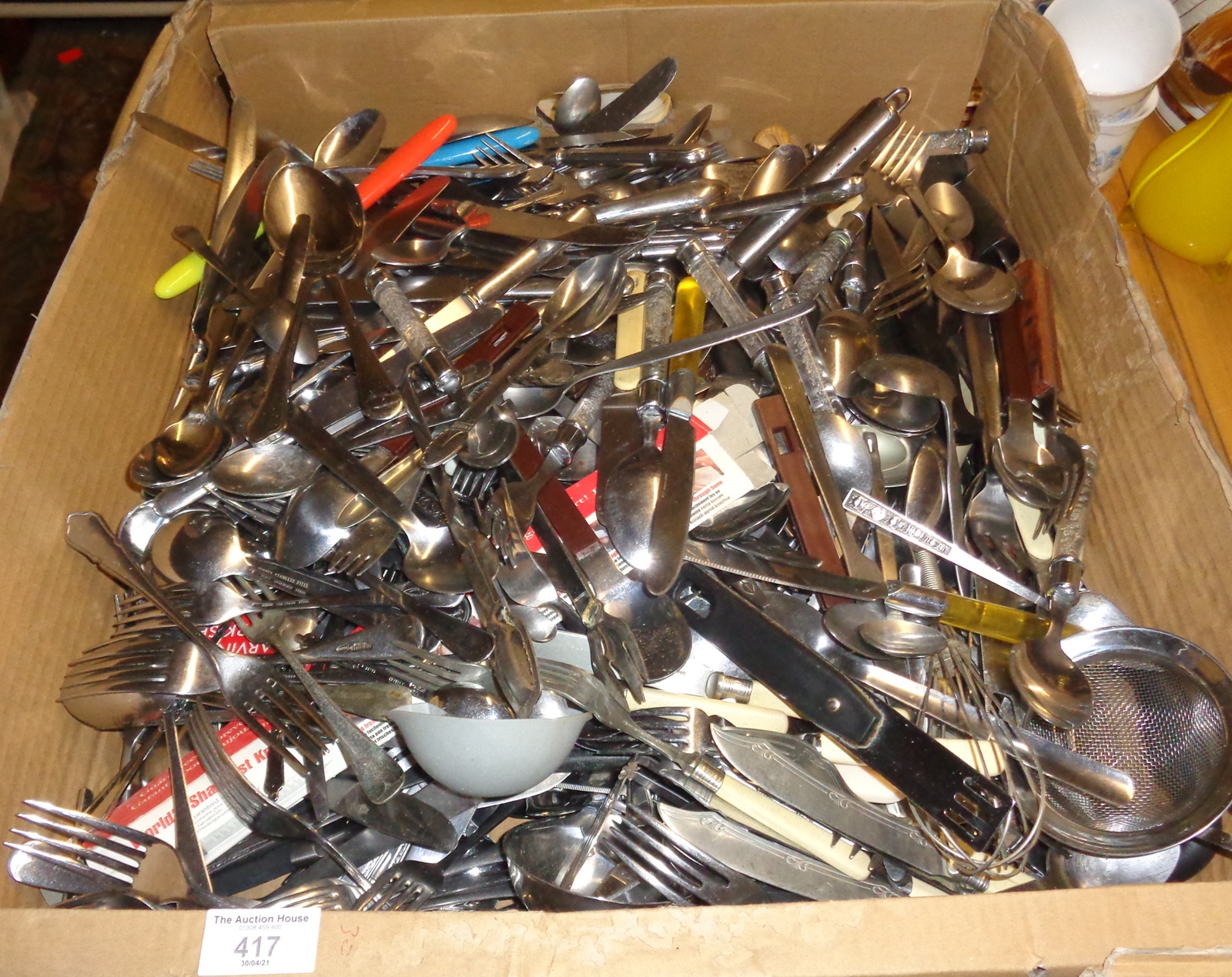 Large quantity of stainless steel and plated cutlery