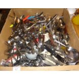 Large quantity of stainless steel and plated cutlery