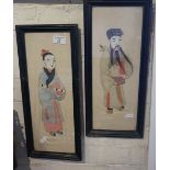 Two Chinese fabric montage pictures of a man and a woman