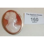 Large cameo shell brooch in 9ct gold setting - EJCY & Co