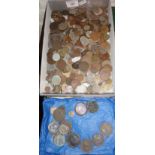 Assorted foreign coins including Swedish 2 öre copper coin, Adolf Frederick, 1769