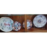Two Japanese Imari plates and two other larger plates