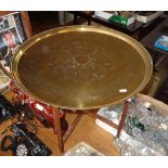 Brass tray topped folding table