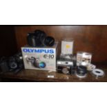 Olympus E10 digital camera in box & other cameras etc