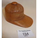 Treen carved 'Jockey Cap' box