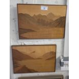 Pair of marquetry pictures of Lake District landscapes by Ashworth