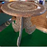 Folding carved and inlaid wine table