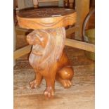 Carved hardwood lion figure table/stool