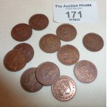 12 x Jubilee Model Half Farthing coins 1887
