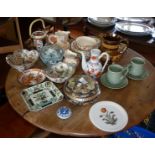 Mason's Ironstone jug and bowls, Oriental porcelain pieces, a lustre jug, celadon cups and