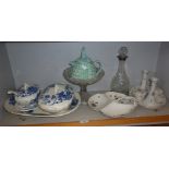 Crinoline Lady teapot, dressing table set, two blue and white tureens, etc