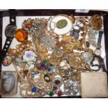 Assorted vintage costume jewellery, inc. Wedgwood, watches etc., some silver