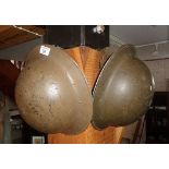 Two WW2 steel helmets