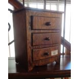 Small three- drawer pine chest for use as jewellery box