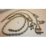 Bedouin or Yemeni white metal necklace, and Indian silver belt