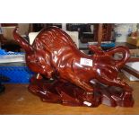 Mid century Kitsch carved and varnished figure of a bull