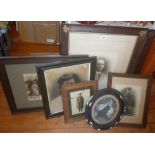 Seven early 20th c. oak framed photograph portraits, inc. rural wedding group