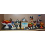 Assorted novelty china, glass animals and Russian painted wooden animals (made in USSR), together