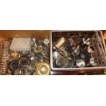 Two crates of silver plated items