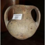 Early Chinese Archaic twin handled vase, 14cms high