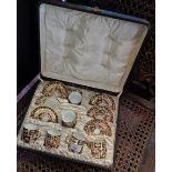 Royal Crown Derby six coffee cans & saucers in velvet lined case (two cups and one saucer damaged)