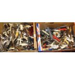 Two large boxes of assorted stainless steel cutlery and utensils