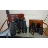 Carl Zeiss Jena Dekarem 10 x 50 binoculars with case and another pair of binoculars