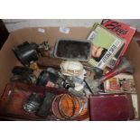 Box containing vintage car parts etc