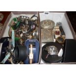 Two boxes of vintage wrist watches and parts