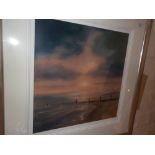 Framed colour print by Rob Ford, limited edition no. 84, titled Moonlit Shore, 18" x 18" image, COA