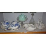 Crinoline Lady teapot, dressing table set, two blue and white tureens, etc.