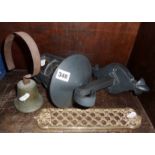 Servant's bell, brass door fingerplate, lantern etc