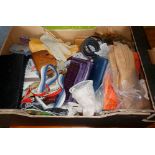 Vintage Clothing: Box of vintage ladies purses and gloves, etc.