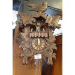 Vintage Black Forest carved wooden cuckoo clock - with Swiss musical movement- Edelweis