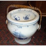 Victorian blue and white slop pail by Booth's in the Broads pattern