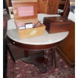 Victorian demi-lune marble topped washstand with mahogany undershelf