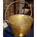 Large Victorian brass and steel jam pan